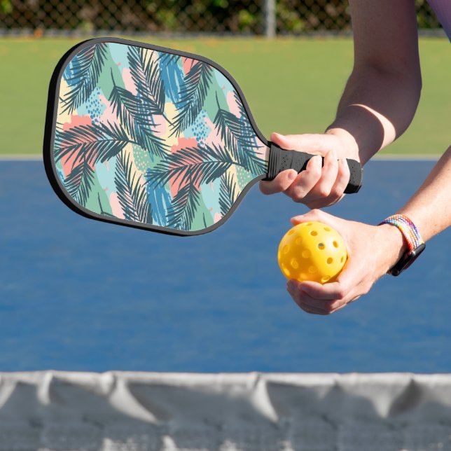 Tropisches Pastell-Leaf-Muster Pickleball Schläger (InSitu)