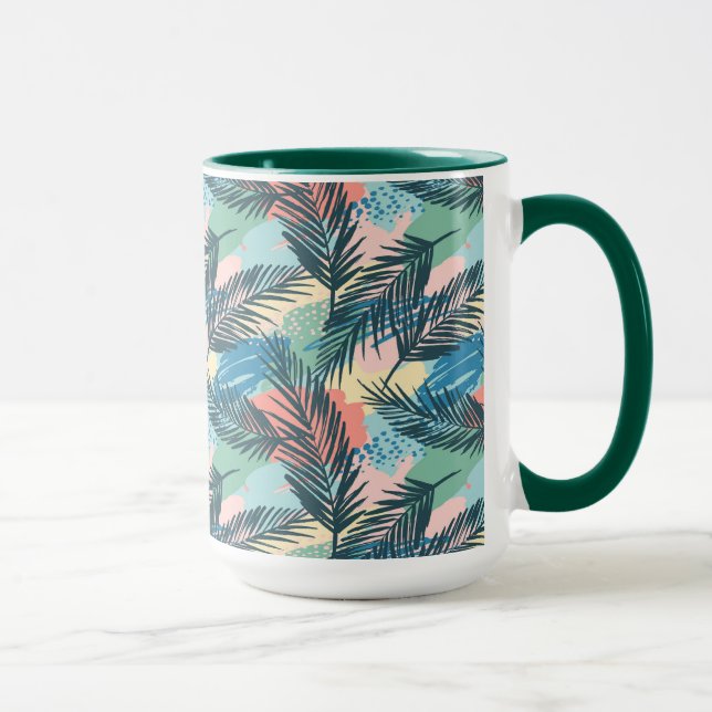 Tropisches Pastell-Leaf-Muster Tasse (Rechts)
