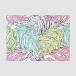 Tropisches Pastellmonstera-Blatt Wasserfarbmuster Seidenpapier