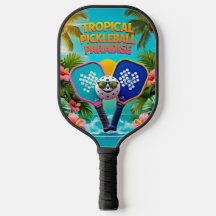 Tropisches Pickleball Fun Paddle - Palmen und Hibi