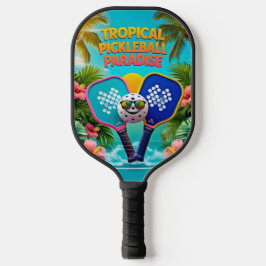 Tropisches Pickleball Fun Paddle - Palmen und Hibi