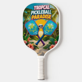 Tropisches Pickleball Fun Paddle - Palmen und Hibi