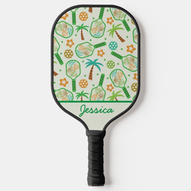 Tropisches Pickleball mit Palmen Personalisiert Pickleball Schläger (Vorderseite)