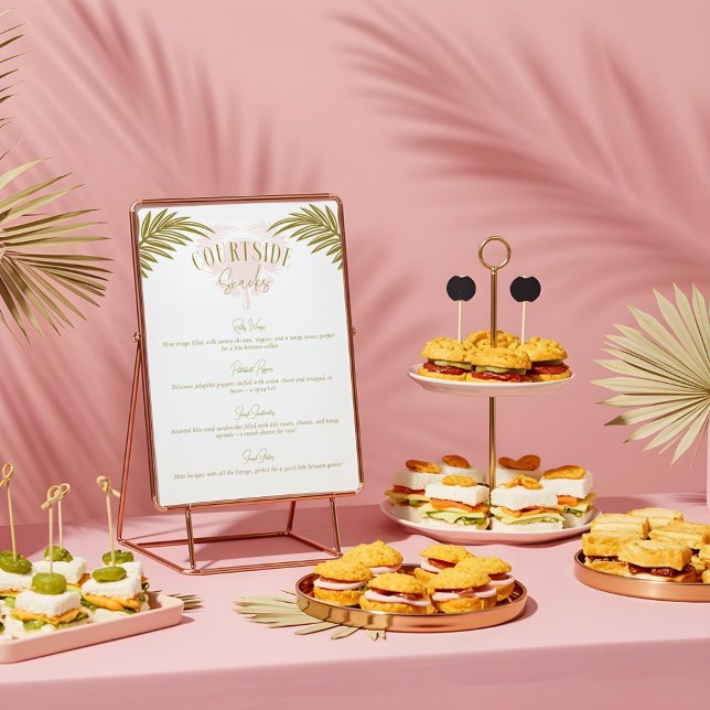 Tropisches Pickleball Party Food Appetizer Menü Si Poster (Tropical Pickleball Party Food Appetizer Menu Sign)