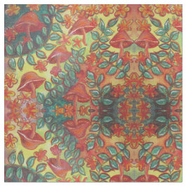 tropisches Pilz- und Blättergewebe Stoff