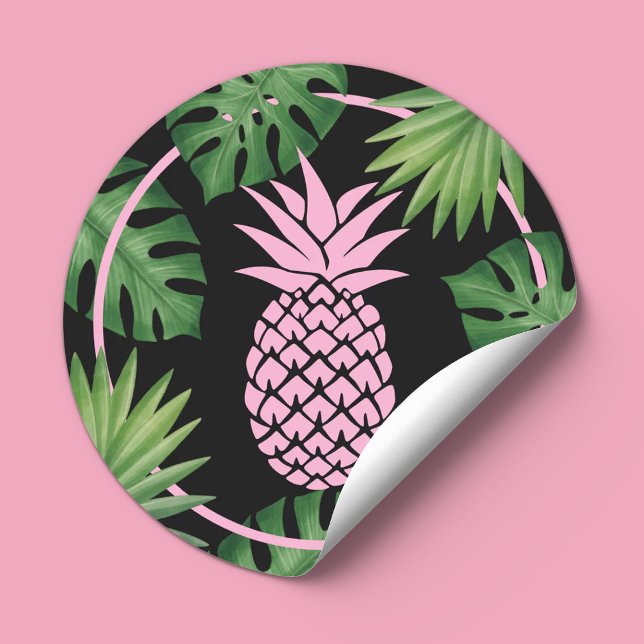 Tropisches Pink Ananas Schönheitssalon & WELLNESS- Runder Aufkleber (Von Creator hochgeladen)
