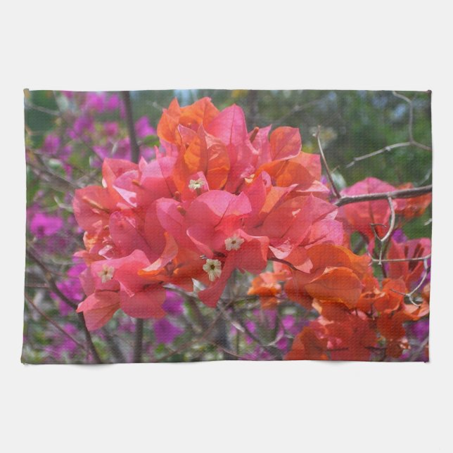 Tropisches Pink Bougainvillea Insel Floral Geschirrtuch (Horizontal)