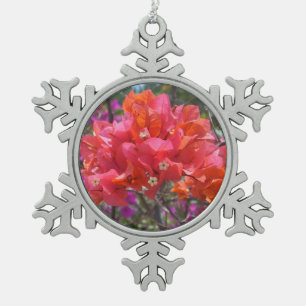 Tropisches Pink Bougainvillea Insel Floral Schneeflocken Zinn-Ornament