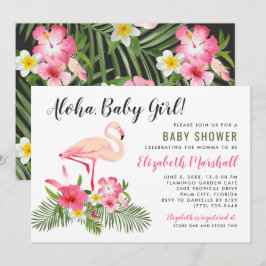 Tropisches Pink Flamingo Aloha Baby Girl Dusche Einladung