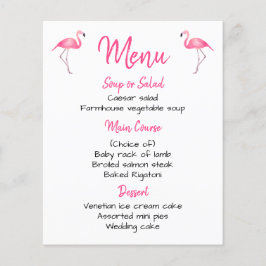 Tropisches Pink Flamingo Menü Hochzeitsmenü Brautp