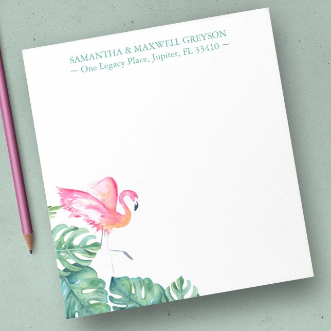 Tropisches Pink Flamingo Personalisiert Stationery Notizblock (Tropical Pink Flamingo Personalized Stationery Notepad)