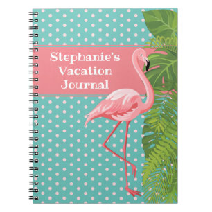 Tropisches Pink Flamingo Polka-dot-Vacation-Journa Notizblock