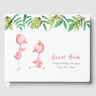 Tropisches Pink Flamingo Tropical Baby Dusche Gästebuch