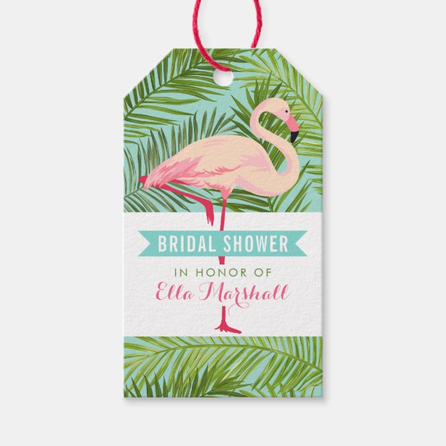 Tropisches Pink Flamingo Wedding Brautparty Geschenkanhänger (Vorderseite)