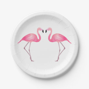 Tropisches Pink Flamingo Wedingo Summer Beach Pappteller