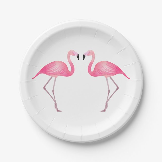 Tropisches Pink Flamingo Wedingo Summer Beach Pappteller (Vorderseite)