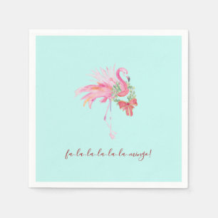 Tropisches Pink Flamingo Xmas Cocktail Napkins Serviette