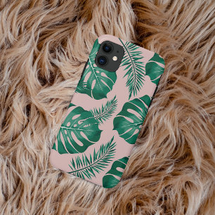 Tropisches Pink & Green Palm Blätter Nahtloses Mus Case-Mate iPhone Hülle