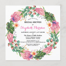 Tropisches Pink Protea Grüne Brautparty