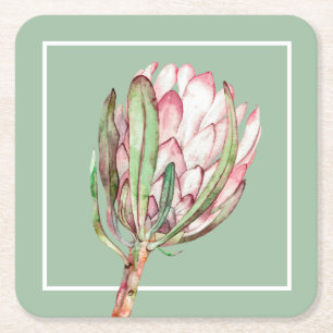 Tropisches Pink-Protea-Party Rechteckiger Pappuntersetzer