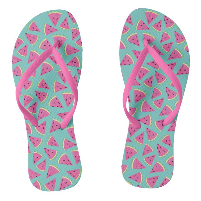 Tropisches Pink Sommer Wassermelone Muster Flip Flops (Fußbett)