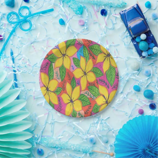 Tropisches Plumeria Garden Throw Kissen Pappteller (Party)