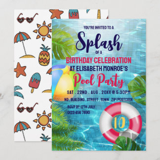 Tropisches Pool Beach Ball, Party für den Geburtst Einladung