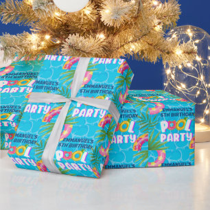 Tropisches Poolparty-Geburtstagsgeschenk Geschenkpapier