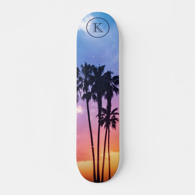 Tropisches Regenbogenfarbenpalmenmuster Skateboard (Vorne)