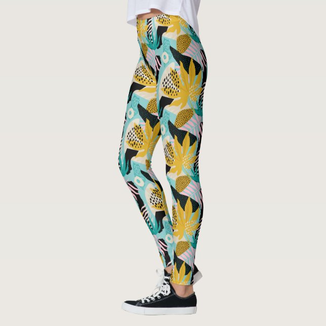 Tropisches Regenwald-Blätter Muster Leggings (Links)