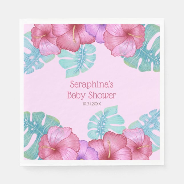 Tropisches Regenwald Hibiskus Blume Kinderdusche Serviette (Vorderseite)