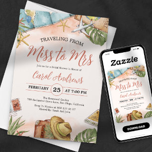 Tropisches Reisen von Miss zu Mrs Brautparty Einladung