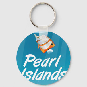 Tropisches Reiseplakat Pearl Islands. Schlüsselanhänger