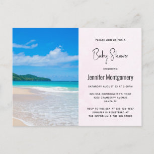 Tropisches Reiseziel Malerische Strand-Baby-Shower Einladungspostkarte