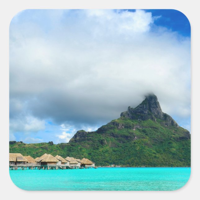 Tropisches Resort auf Bora Bora Aufkleber (Vorderseite)