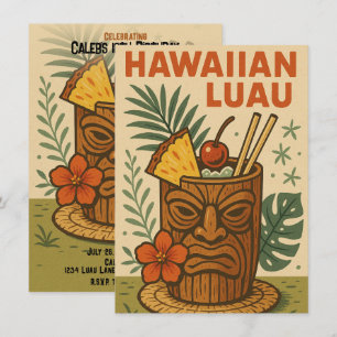 Tropisches Retro-Tiki-Getränk Hawaiianische Luau-G Einladung