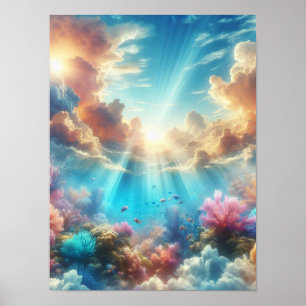 Tropisches Riff mit Liegen Poster