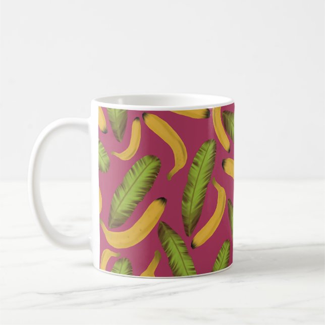 Tropisches rosa Bananenleaf-Muster Kaffeetasse (Links)
