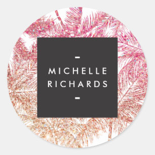 Tropisches Rosa/Bronze-Glitzer Palms Stickers
