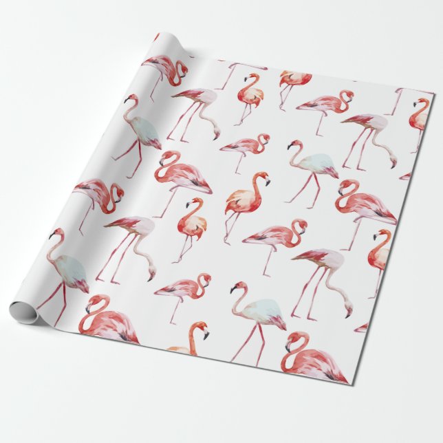 Tropisches Rosa Flamingo Geschenkpapier (Ungerollt)