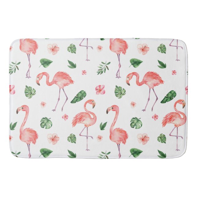 Tropisches rosa Flamingo Muster Badezimmer Badematte (Vorderseite)