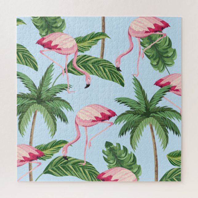 Tropisches rosa Flamingo-Muster Puzzle (Vertikal)