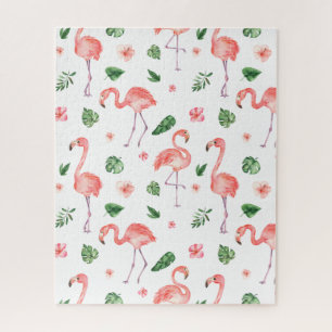 Tropisches rosa Flamingo-Muster Puzzle