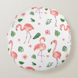 Tropisches rosa Flamingo-Muster Rundes Kissen