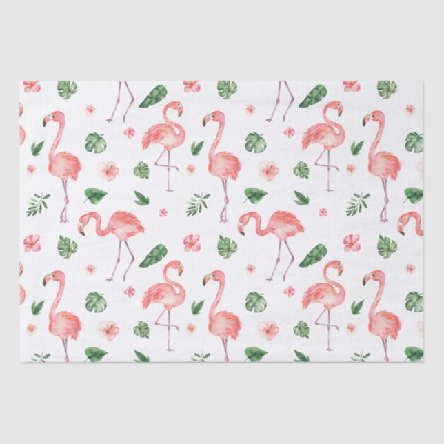 Tropisches rosa Flamingo-Muster Seidenpapier (Vorderseite)