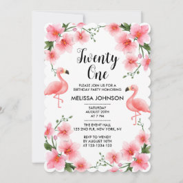 Tropisches Rosa Flamingo Orchid Flora 21. Geburtst Einladung