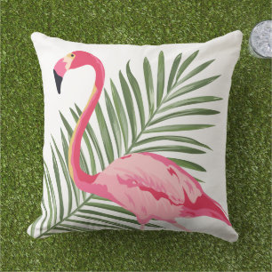 Tropisches Rosa Flamingo Palmenblatt Kissen