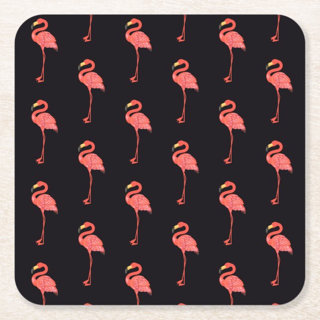 Tropisches rosa Flamingo-Tiermuster Rechteckiger Pappuntersetzer (Vorderseite)