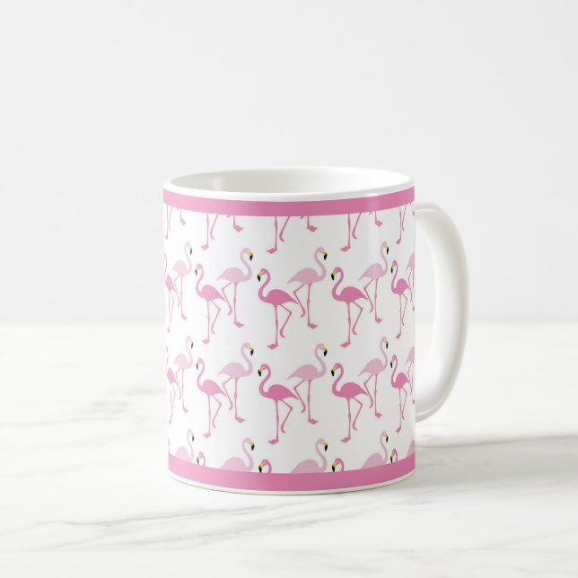 Tropisches, rosa Flamingos-Muster Kaffeetasse (VorderseiteRechts)