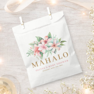 Tropisches Rosa Floral Aloha Baby Shower Geschenktütchen